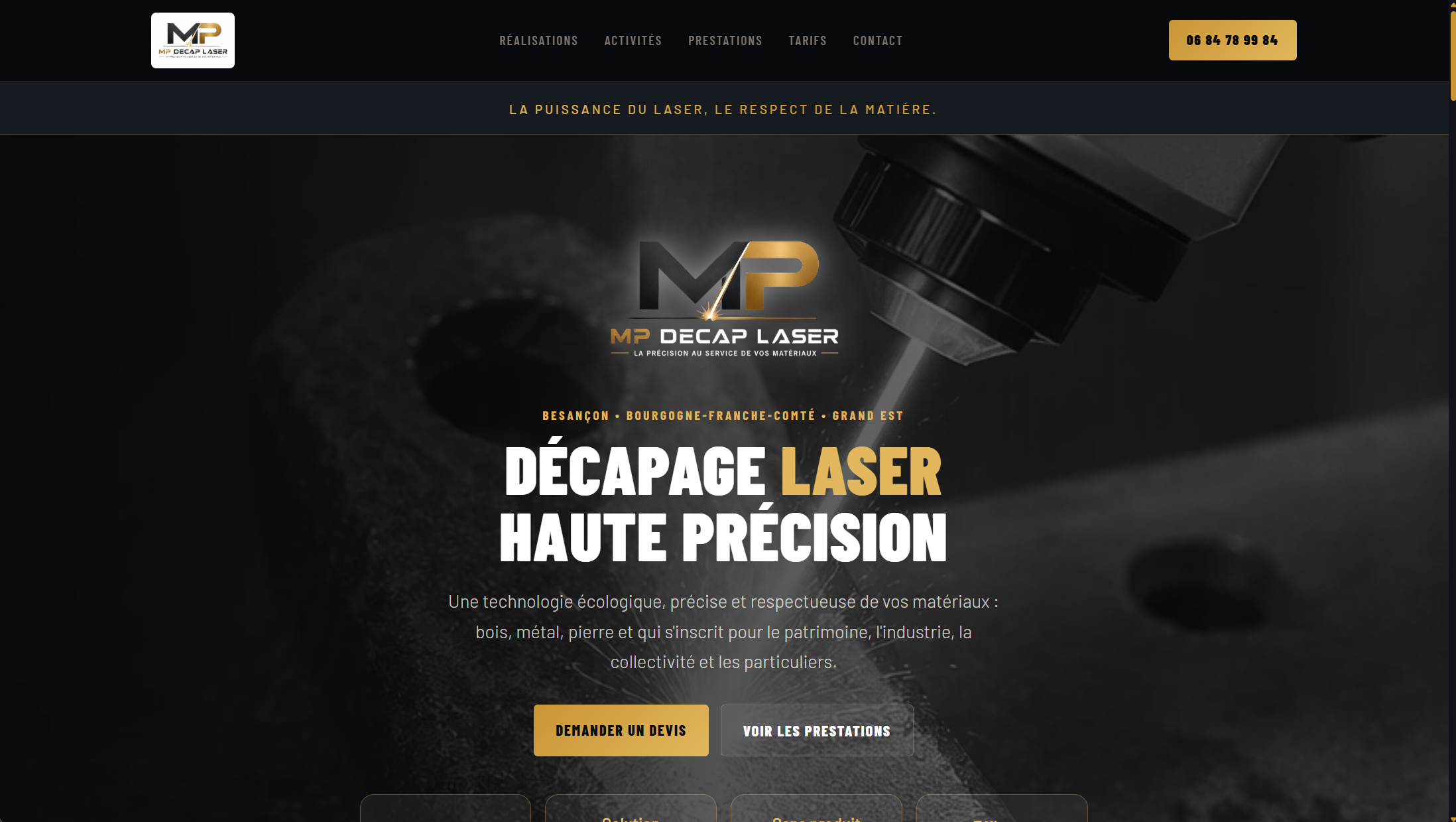 Capture d'écran du site MP Décap Laser