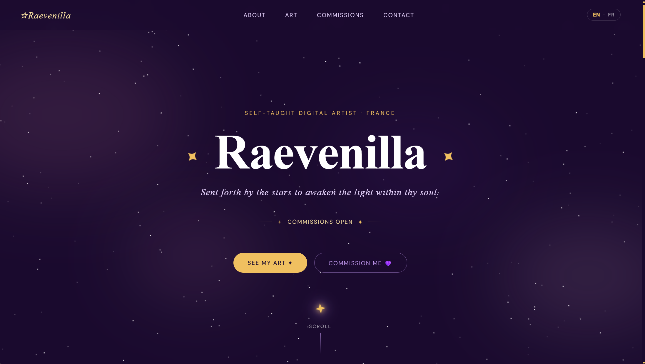 Capture d'écran du site Raevenilla